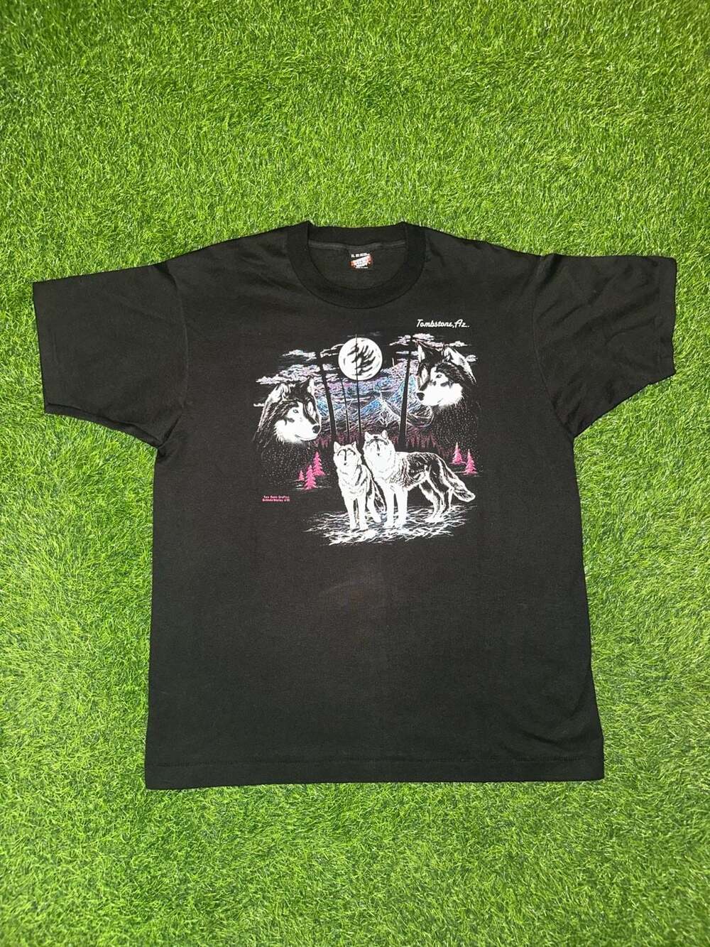 Screen Stars Wolf Graphic T-Shirt Size XL Vintage 1991 Tombstone AZ